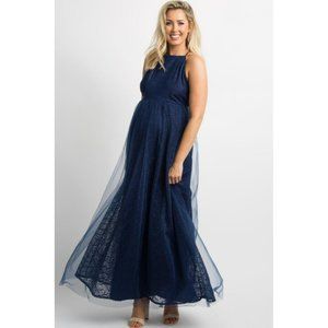 Navy Crossback Gown- X-Small